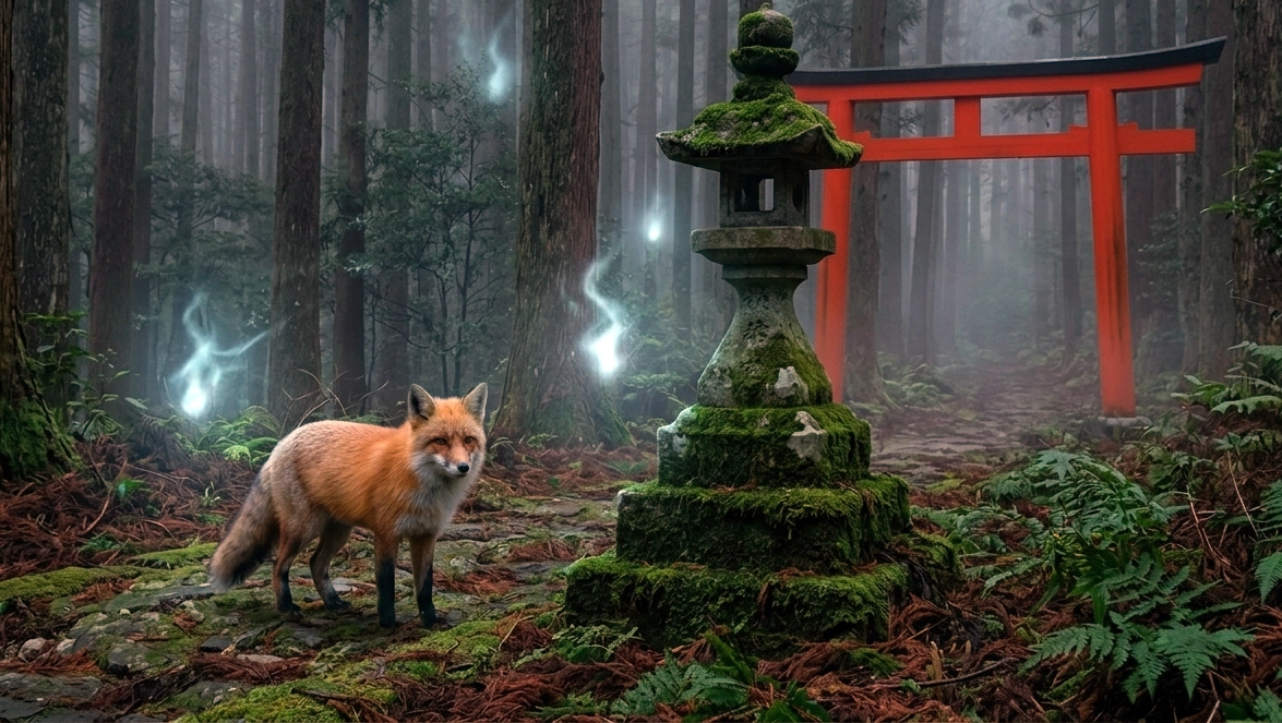 renard kitsune dans le folklore japonais
