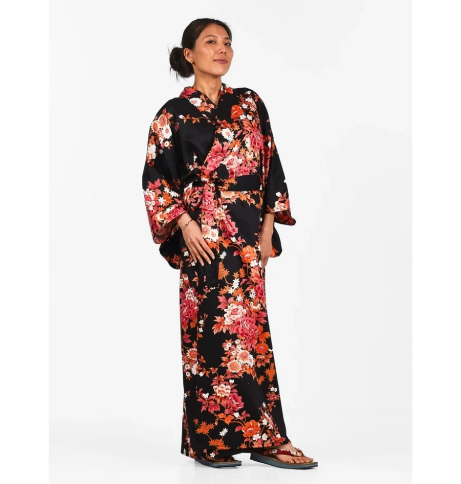 Kimono femme noir et rouge