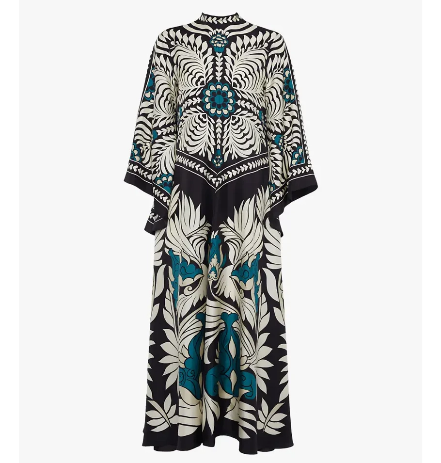 Robe kimono noir black floral femme Mizuhana